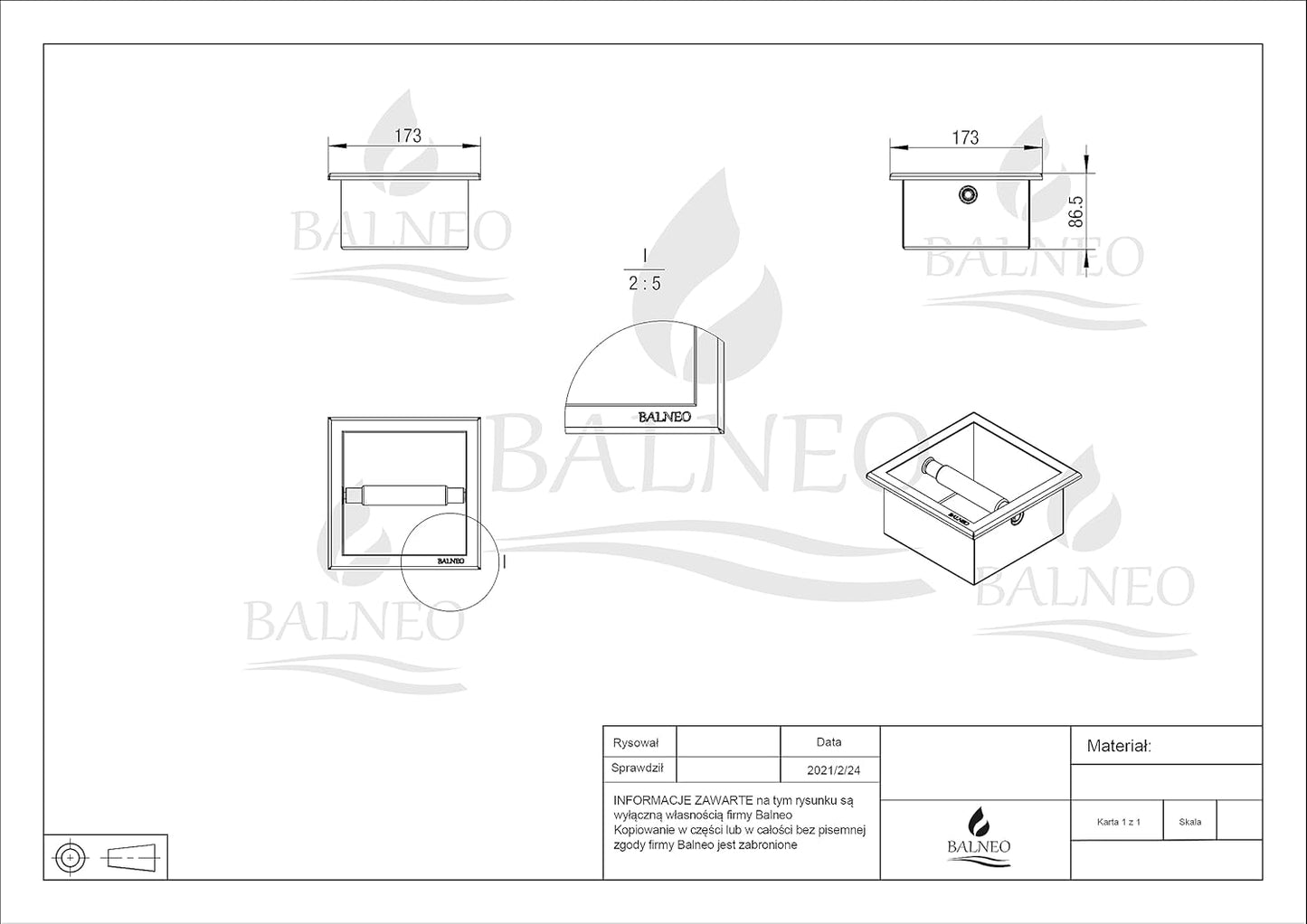 Toilettenpapierhalterung, 17,3x17,3x8,6 cm Gold