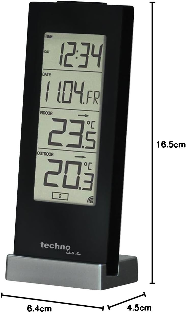 Digitale Wetterstation WS 9767 mit Funkuhr, schwarz mit Batterien