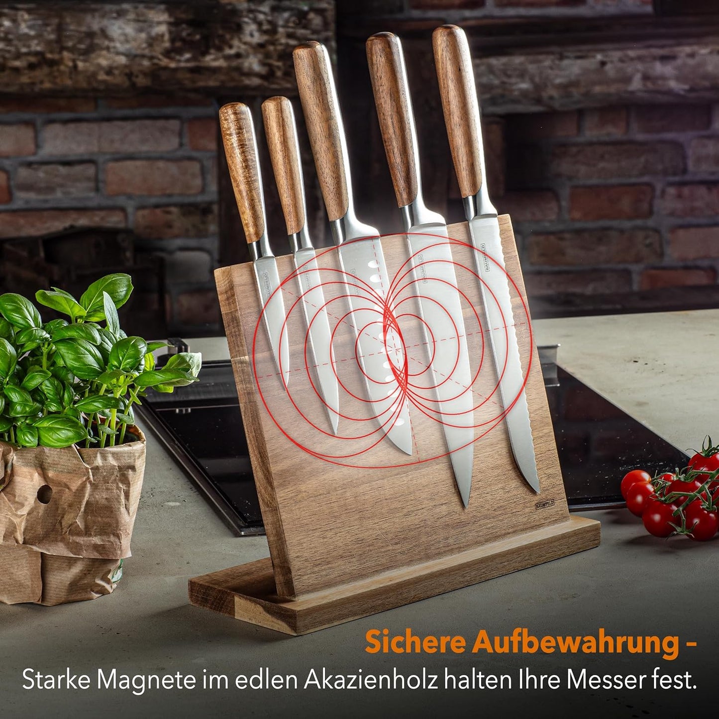 6-teiliges Messerblock Set, Edelstahl