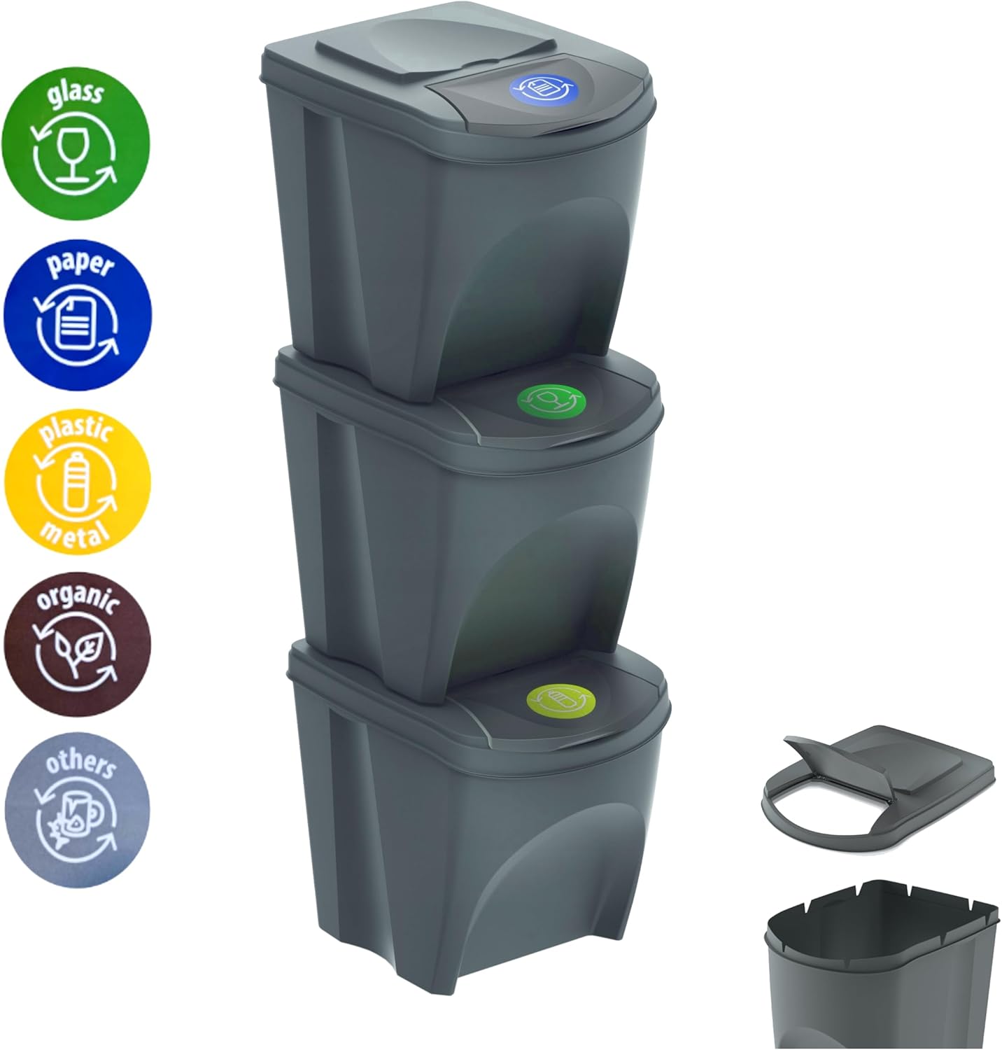 Sortibox Mülltrennsystem, Grau 39,2 x 29,3 x 33,5 cm