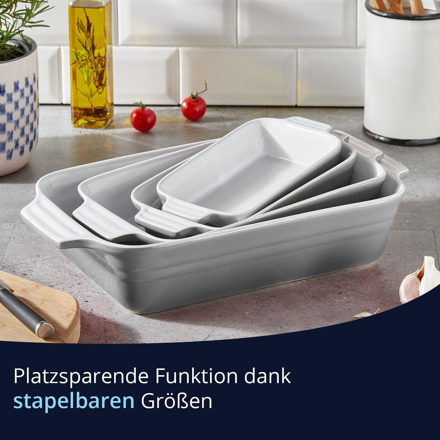 Kratzfeste Keramik-Auflaufform 34 cm (1,75 Liter), 34 cm Grau