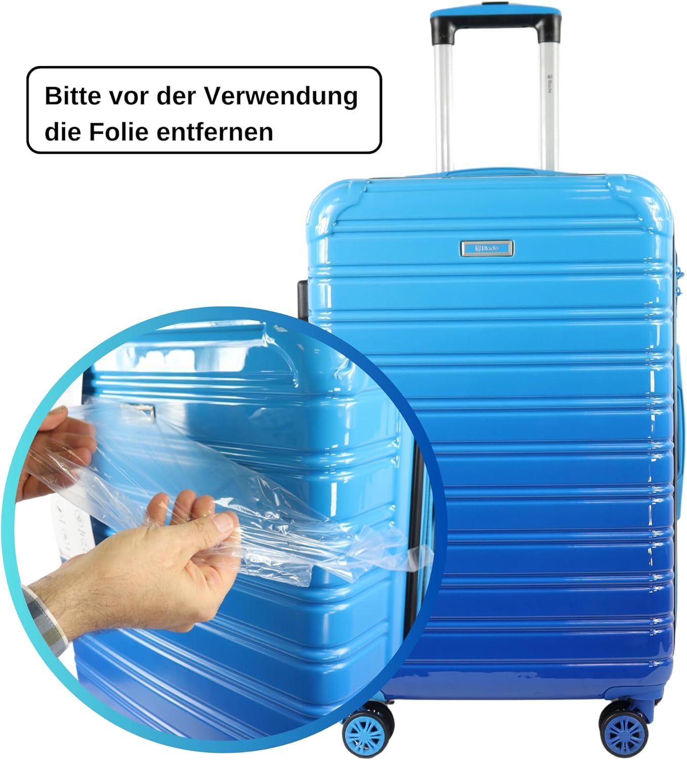 Erweiterbarer Hartschalenkoffer mit TSA Schloss, L Blau