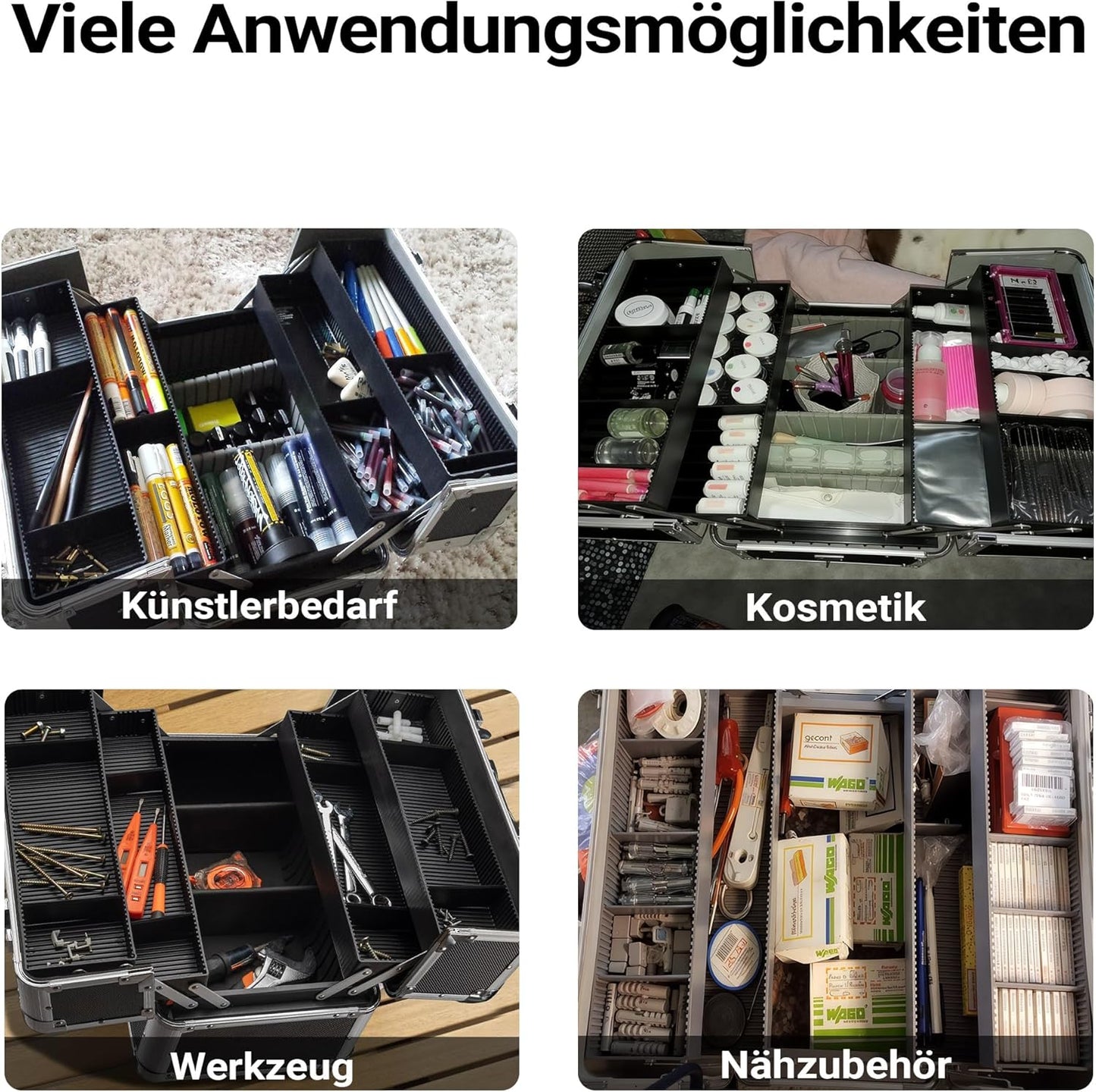 Universalkoffer mit Innenaufteilung, Schwarz 7-L