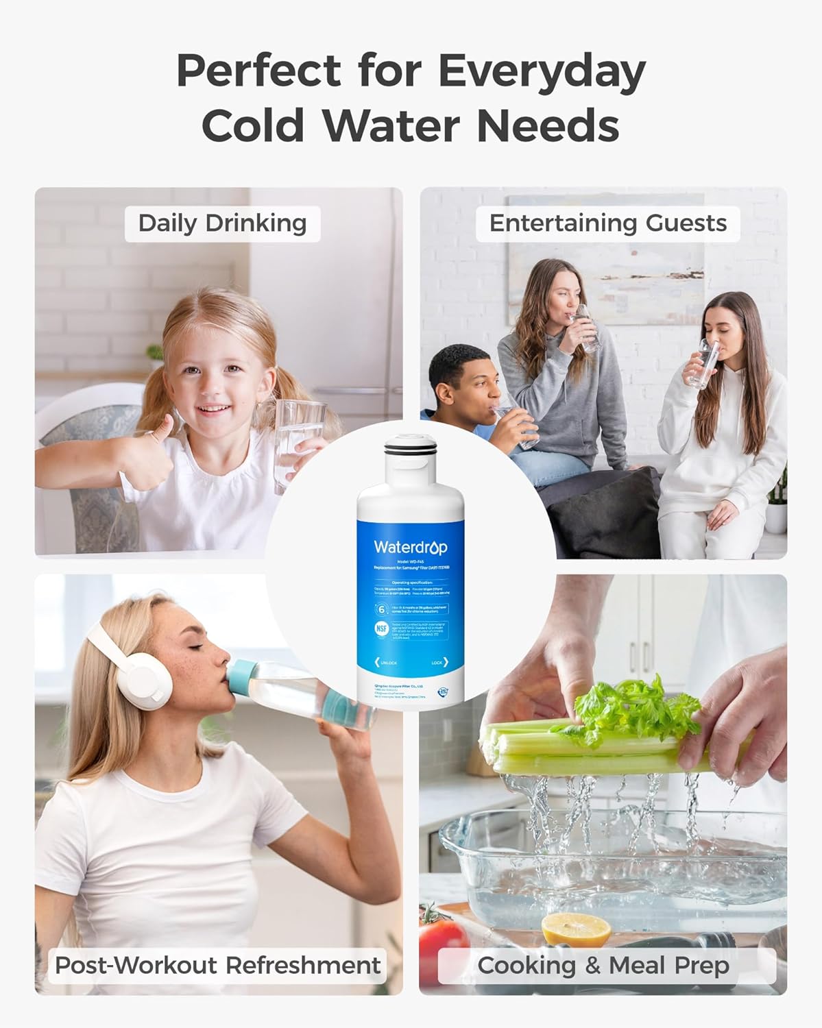 Wasserfilter WD-F45 kompatibel mit Samsung Kühlschrank, 1 Stück (1er Pack)