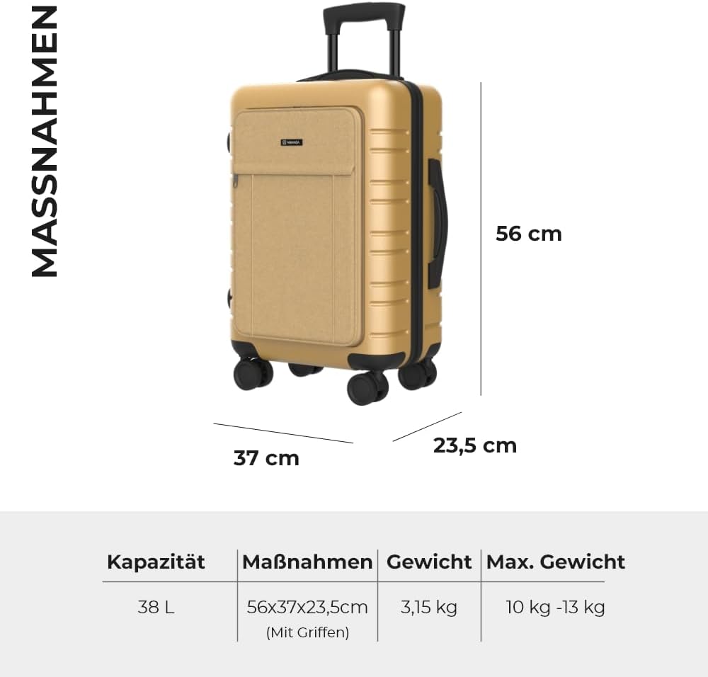 Handgepäck Trolley PackPro T20 mit TSA-Schloss und Doppelrollen, Champagne S (ABS+PC)