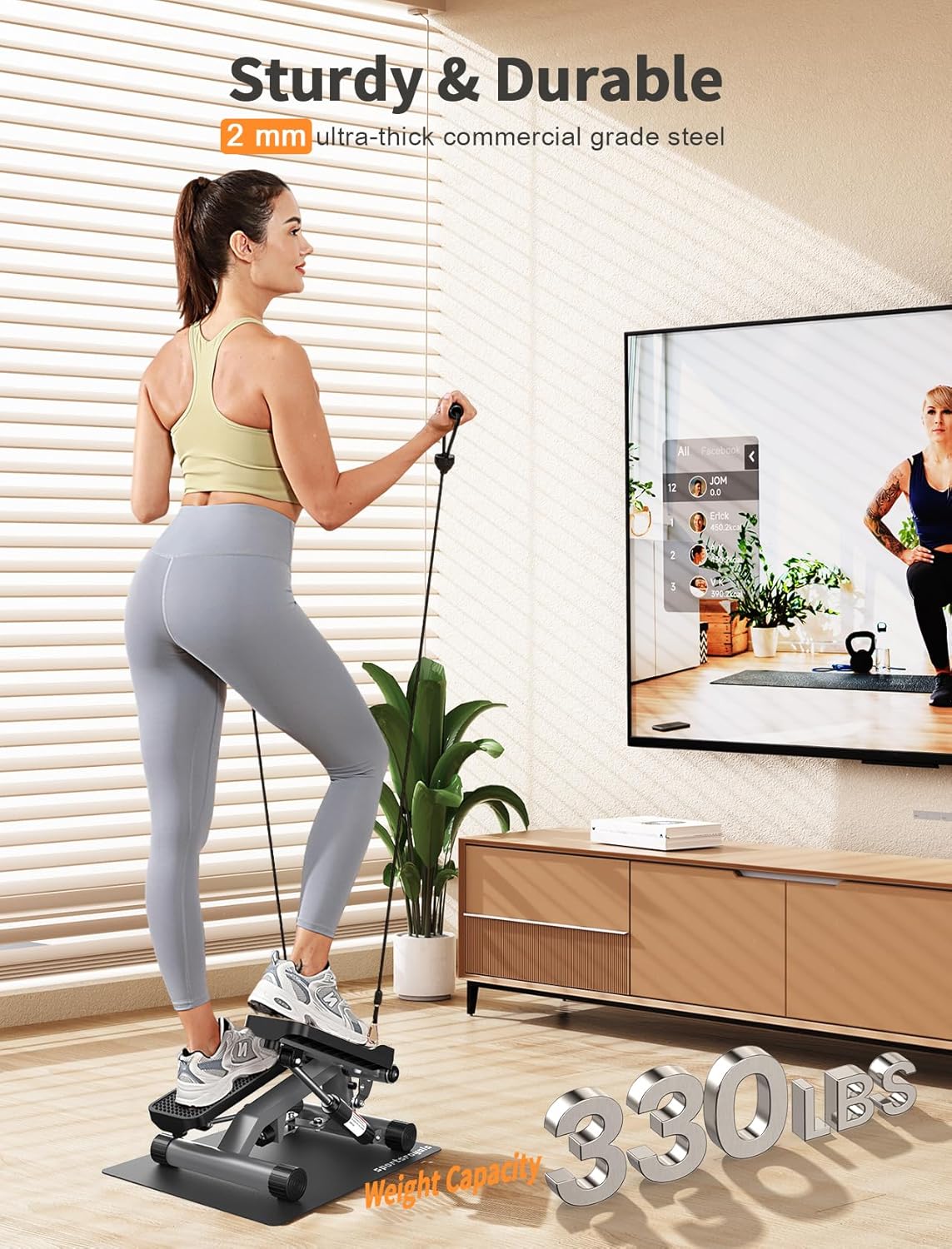 Exercise Stair Stepper mit Power Ropes und Matte, STEPPER WITH MAT