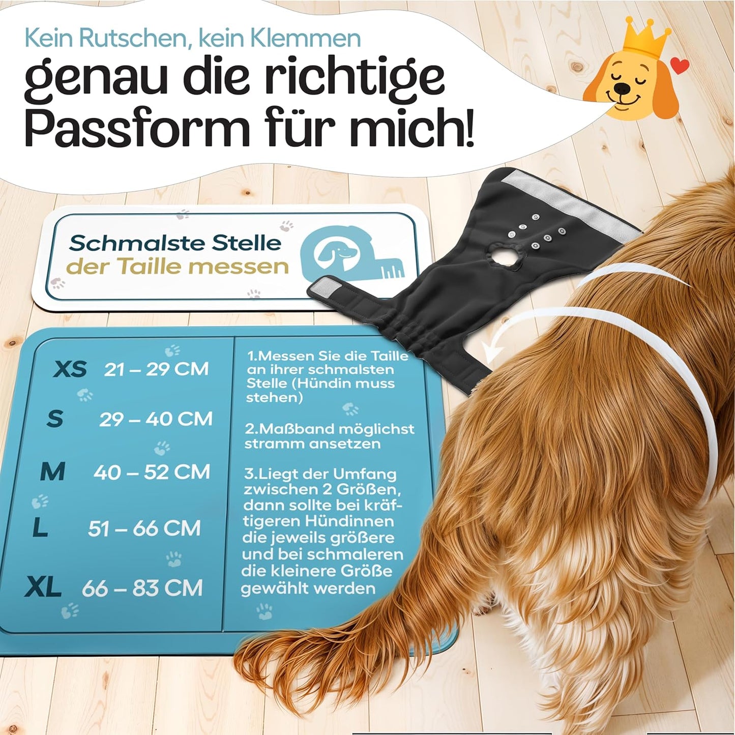 Hundewindeln für Hündinnen, 3 Stück, hochabsorbierend, Schwarz XS (21 - 29cm)