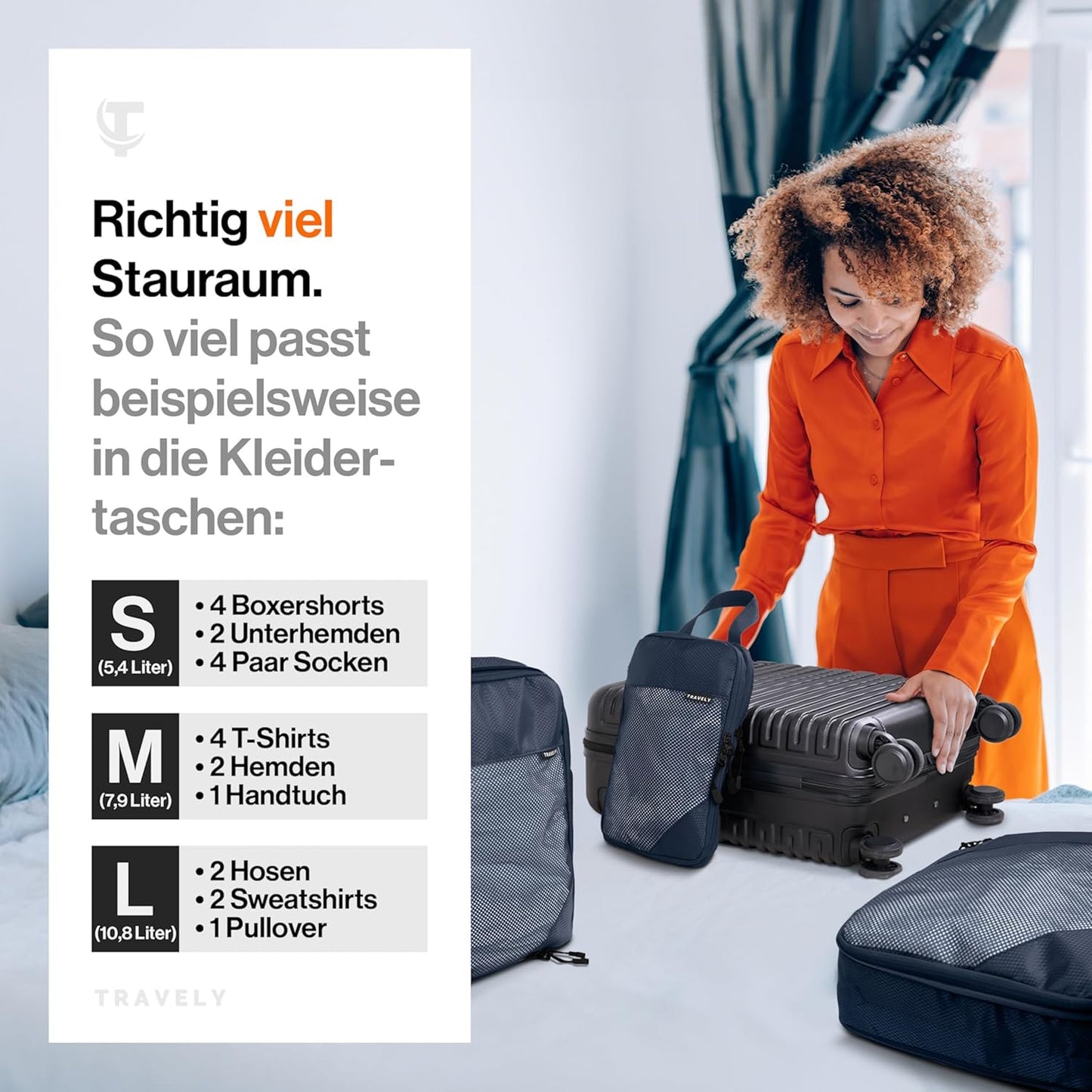 5-teiliges Packwürfel-Set, Blau 5 Teile Gr. Set