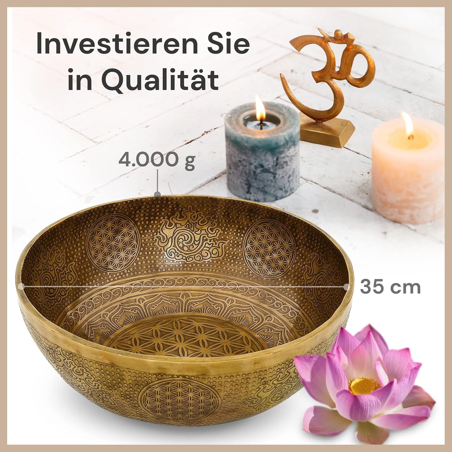Klangschale für Meditation und Yoga, 35 cm Antique