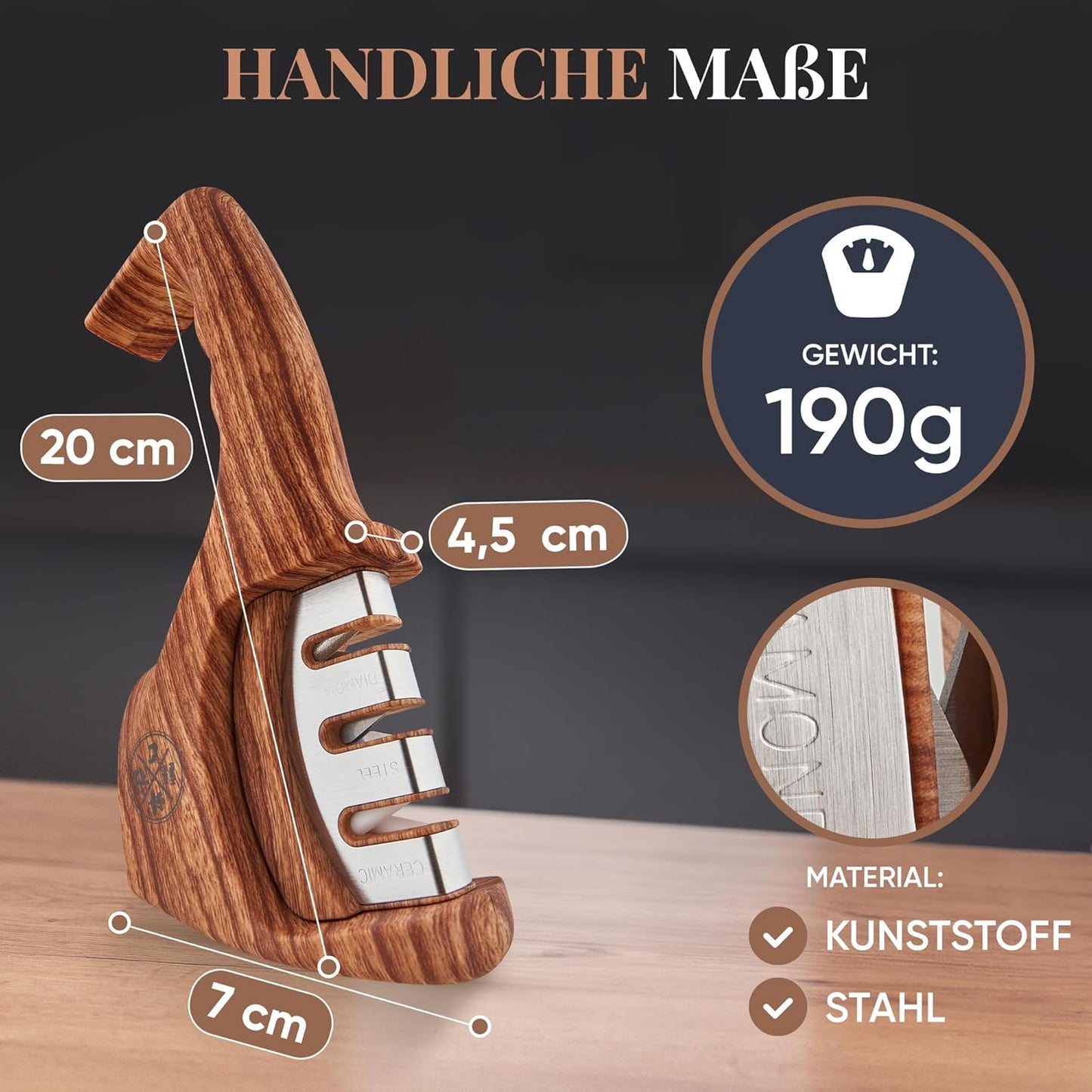 Ergonomischer Profi-Messerschärfer für Küchenmesser