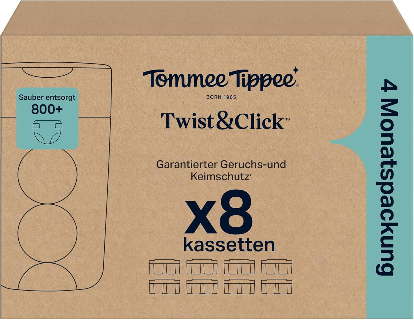 Nachfüllkassetten für Windeleimer, Asche 1 stück (8er Pack)