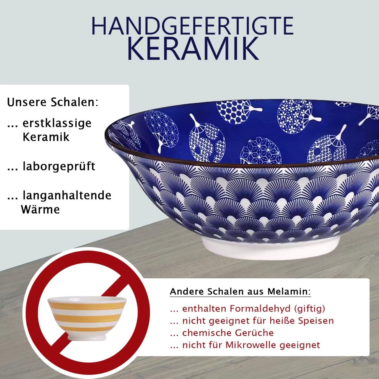 Ramen-Schüssel-Set, 20,5 x 7cm Uchiwa