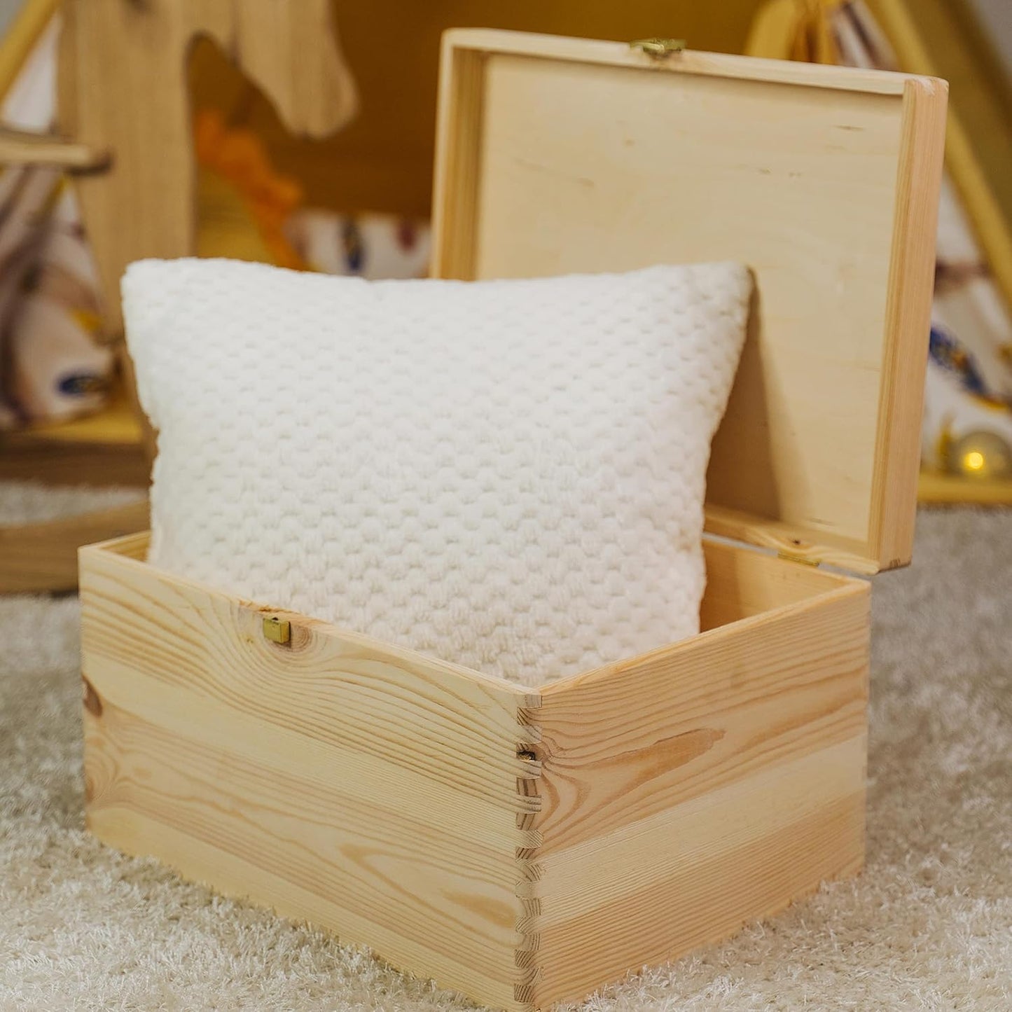 Holzkiste mit Deckel & Schloss, 40 x 30 x 24cm | XL