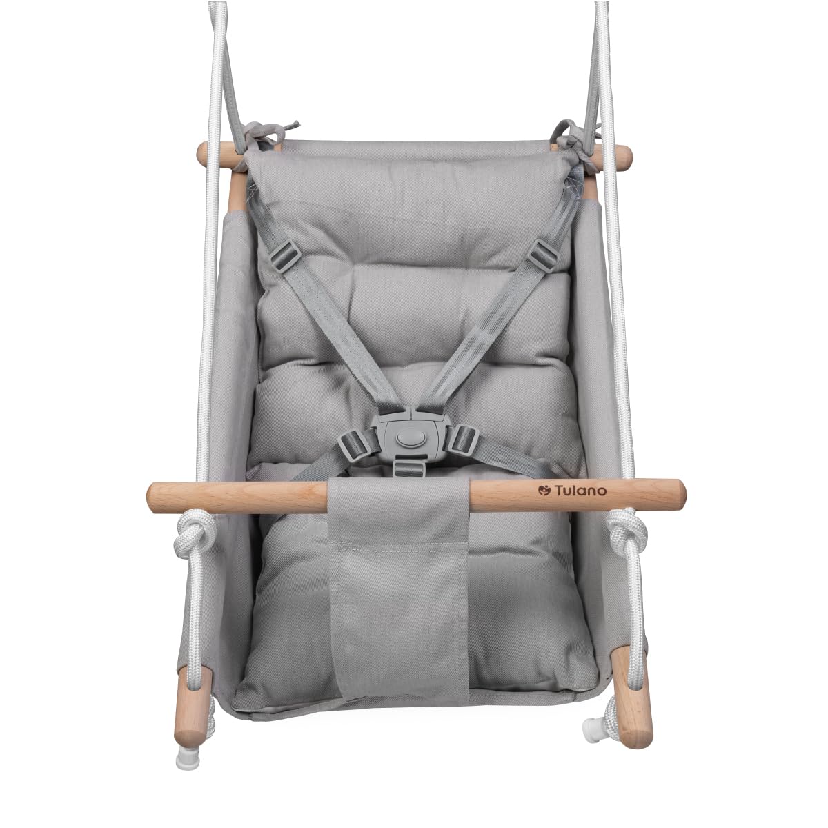 Babyschaukel mit Sicherheitsgurt, Grau-weiss