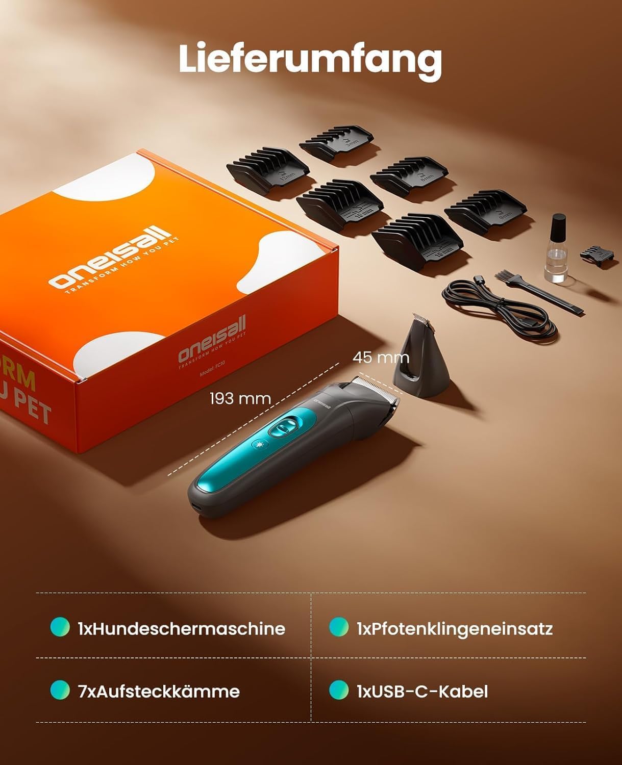 Hundeschermaschine & Pfotentrimmer, Blau, 2-in-1