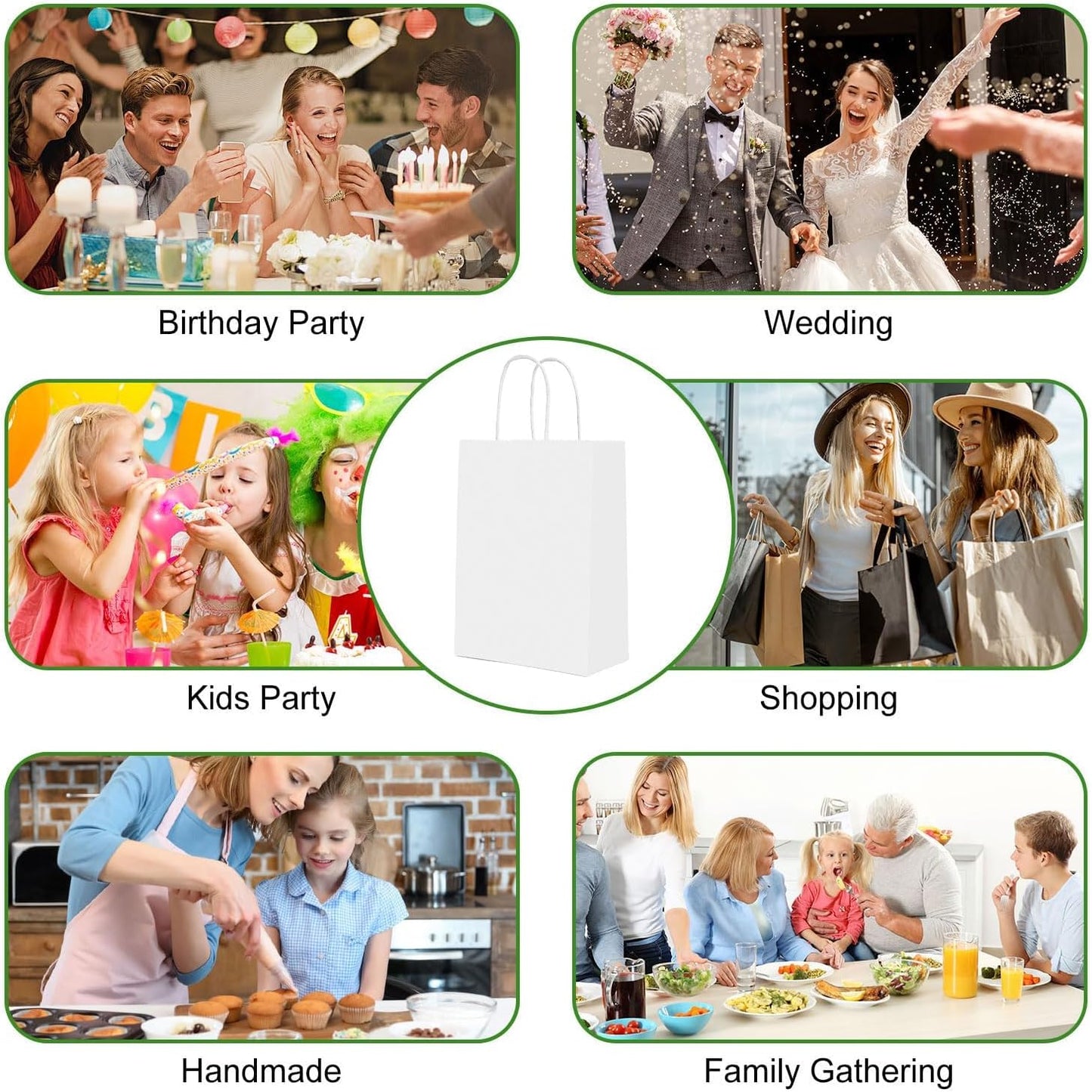 Geschenktüten mit Henkel, Weiss-Klein 50 stück (1er Pack)