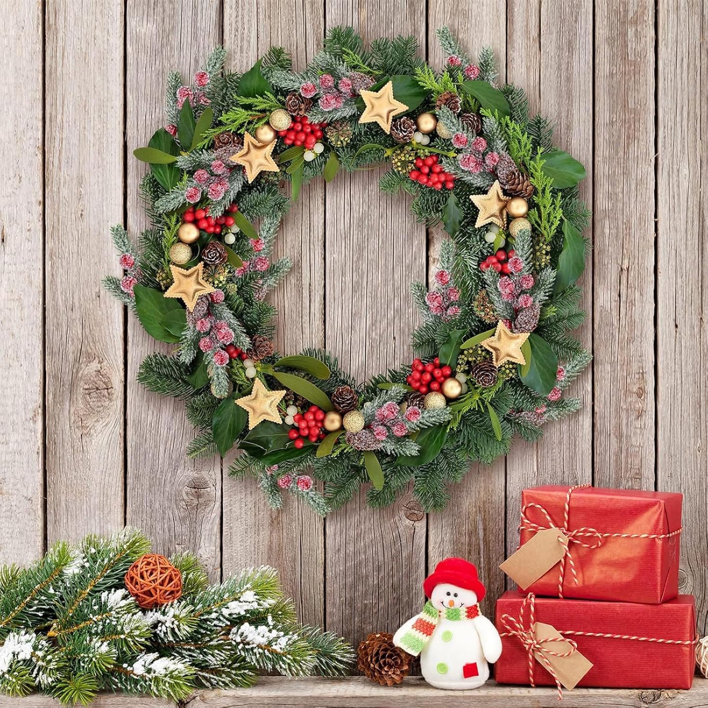 Künstliche Weihnachtsdeko Zweige, 24 Stück, Rot und Grün