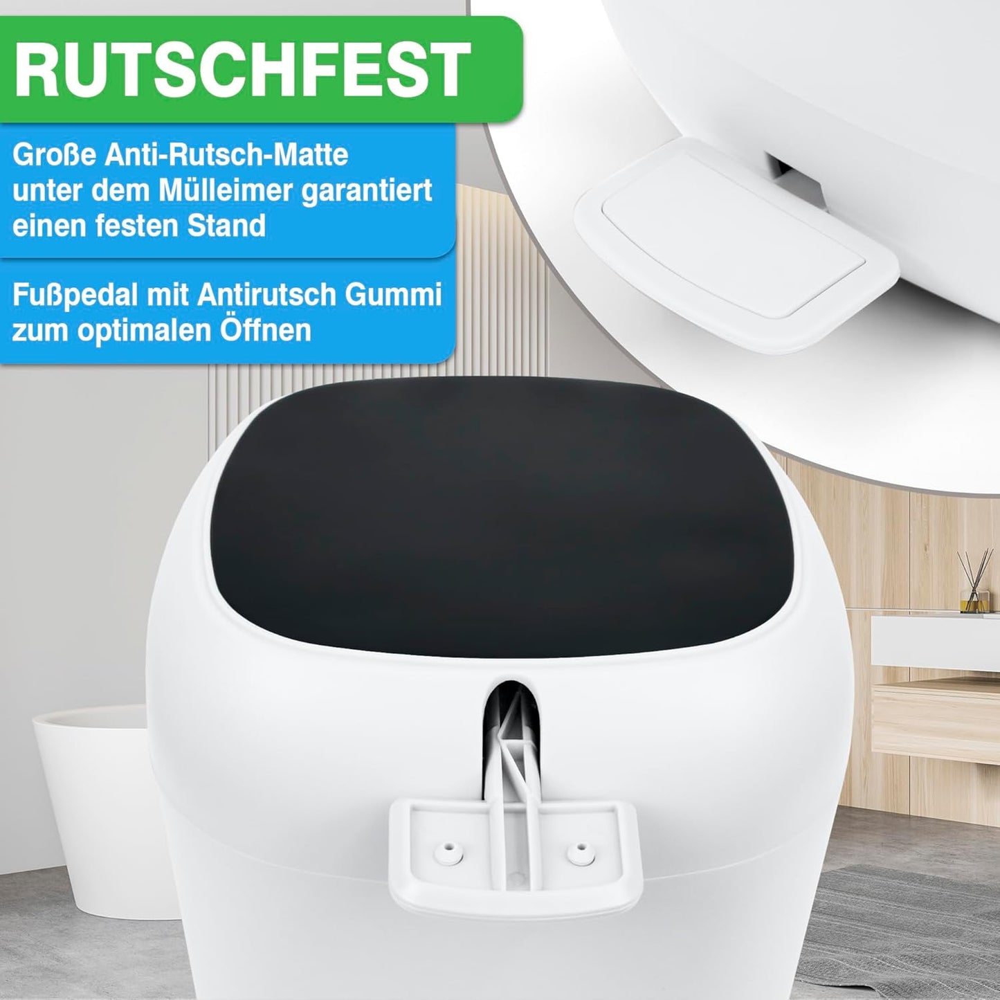 Badeimer mit Softclose, Weiss Ohne Klobürste