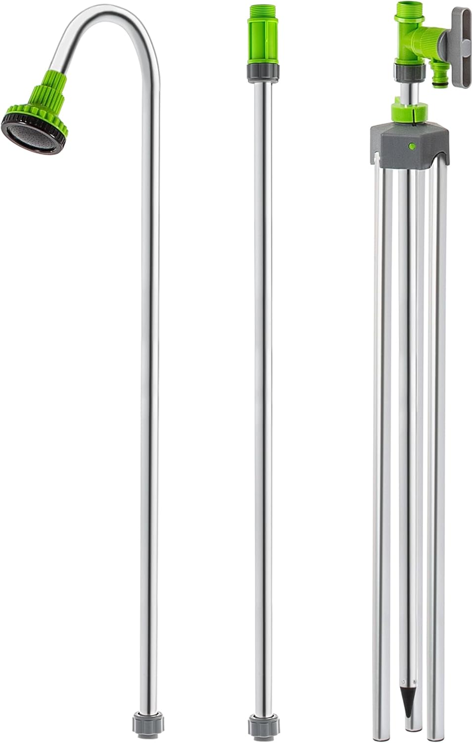 Höhenverstellbare Aussendusche für Garten & Camping, H: 145-220 cm Silber/Grün