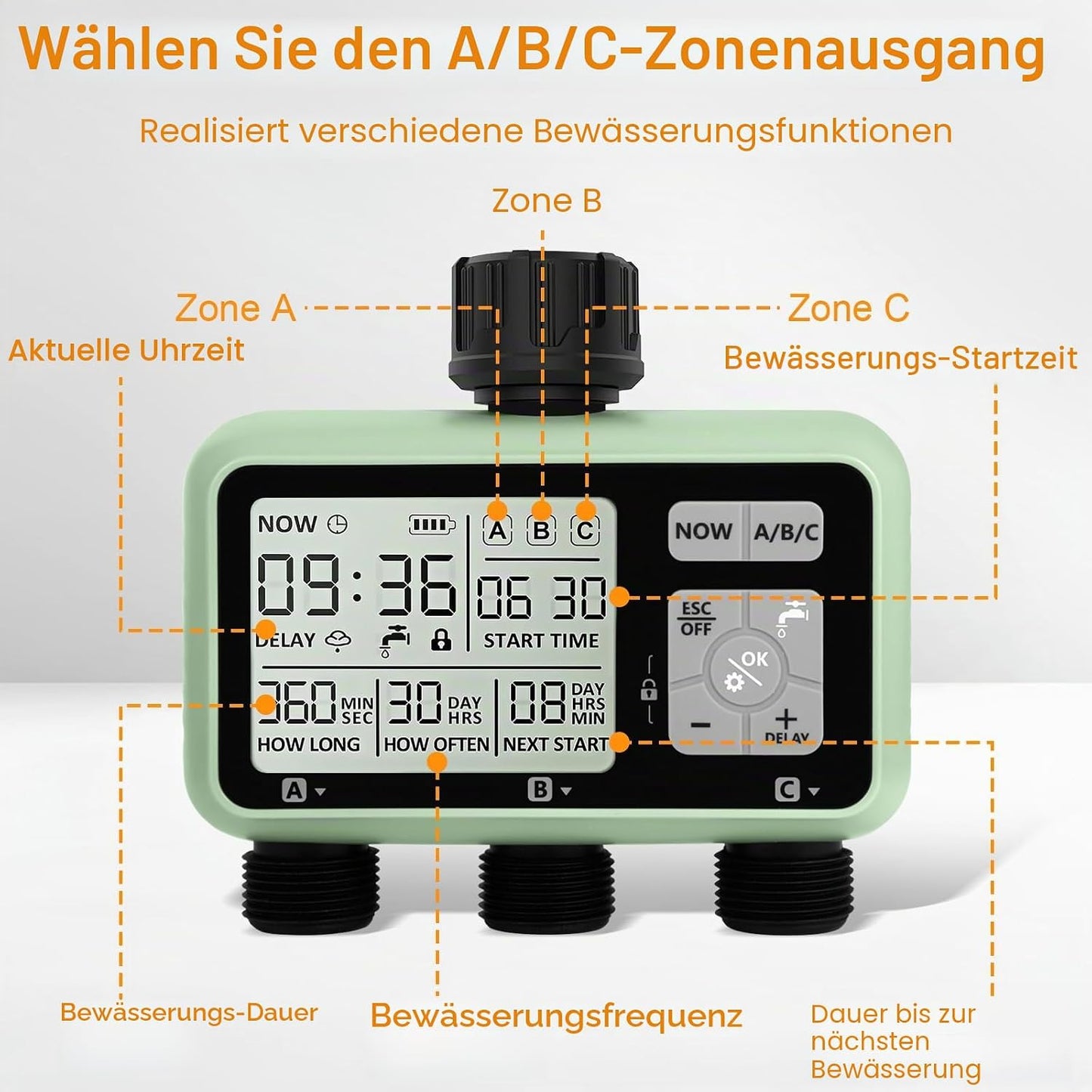 Bewässerungstimer mit LCD & Regenverzögerung