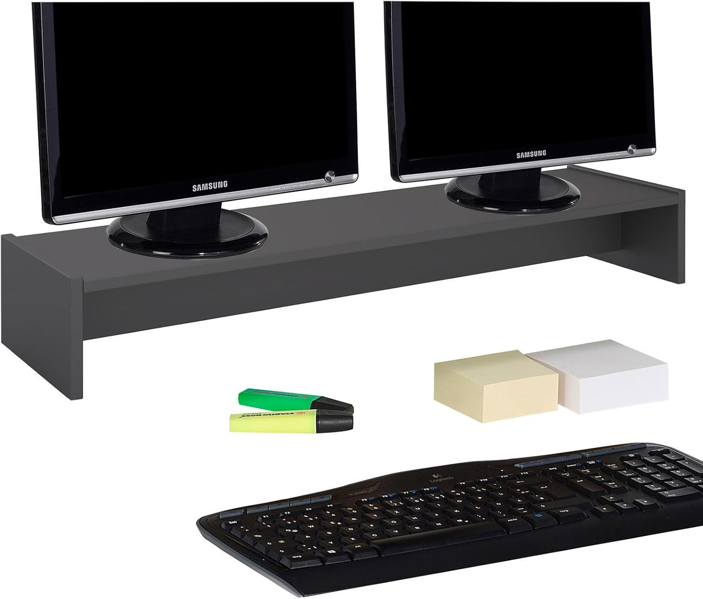 Monitorständer Zoom für 2 Bildschirme, Grau