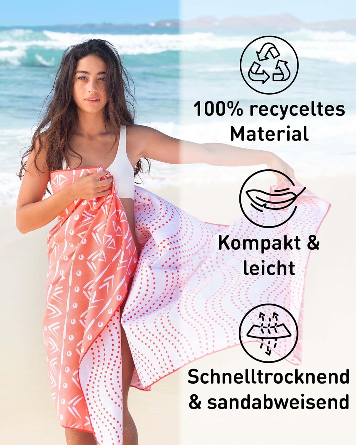 Schnelltrocknendes Strandhandtuch, 160cm x 90cm 31 Tepee