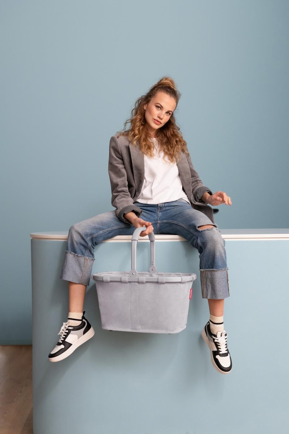 Carrybag Einkaufskorb, Cord Grey|Single
