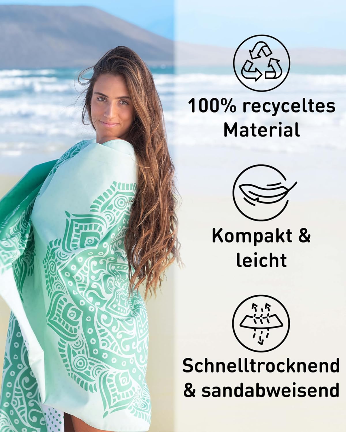 XXL-Mikrofaser-Strandtuch, 200cm x 90cm 27 Mandala
