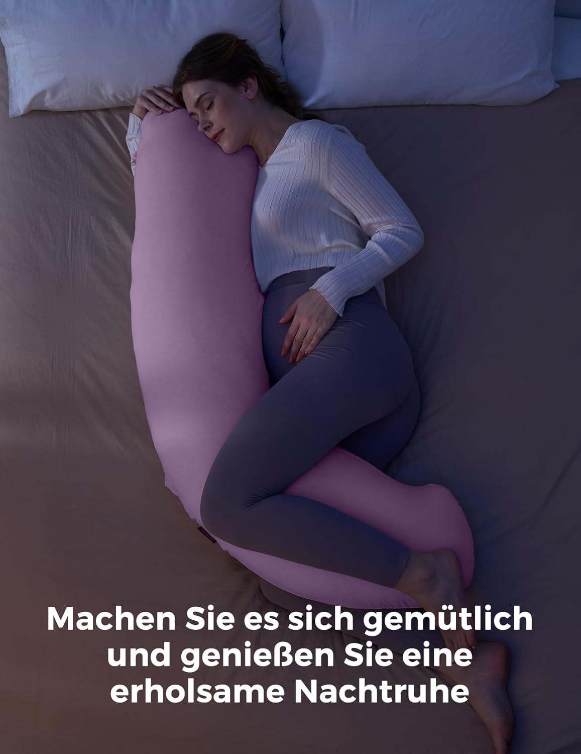 J-förmiges Seitenschläferkissen, Rosa