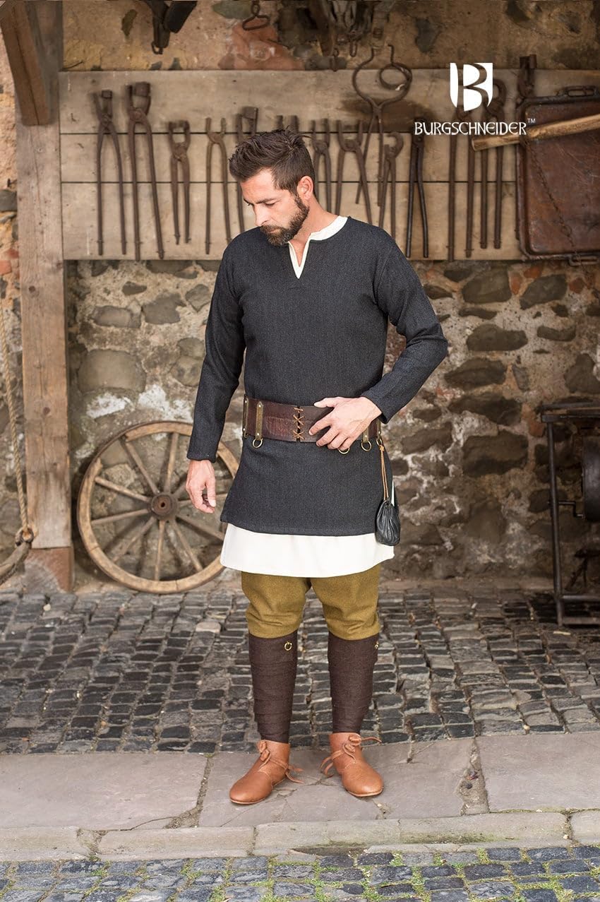 Fischgrättunika für Larp & Cosplay, Herringbone Black/Grey S