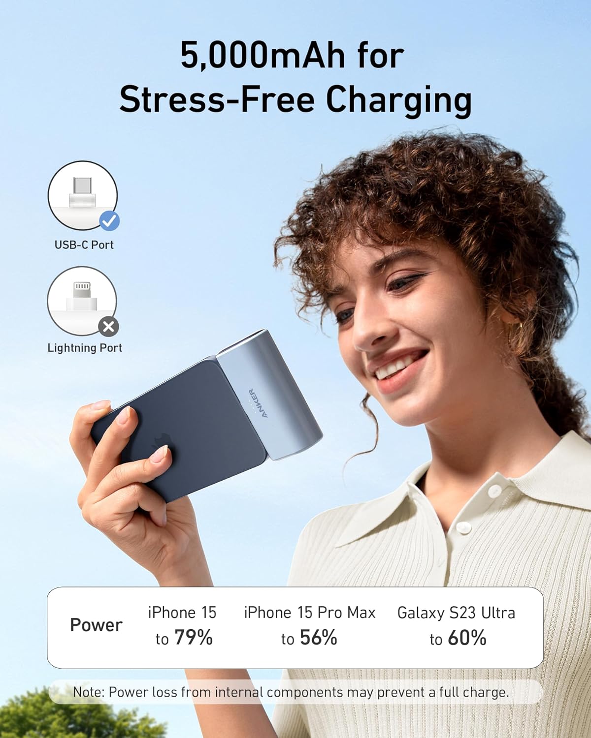 Powerbank mit USB-C Stecker, Schwarz