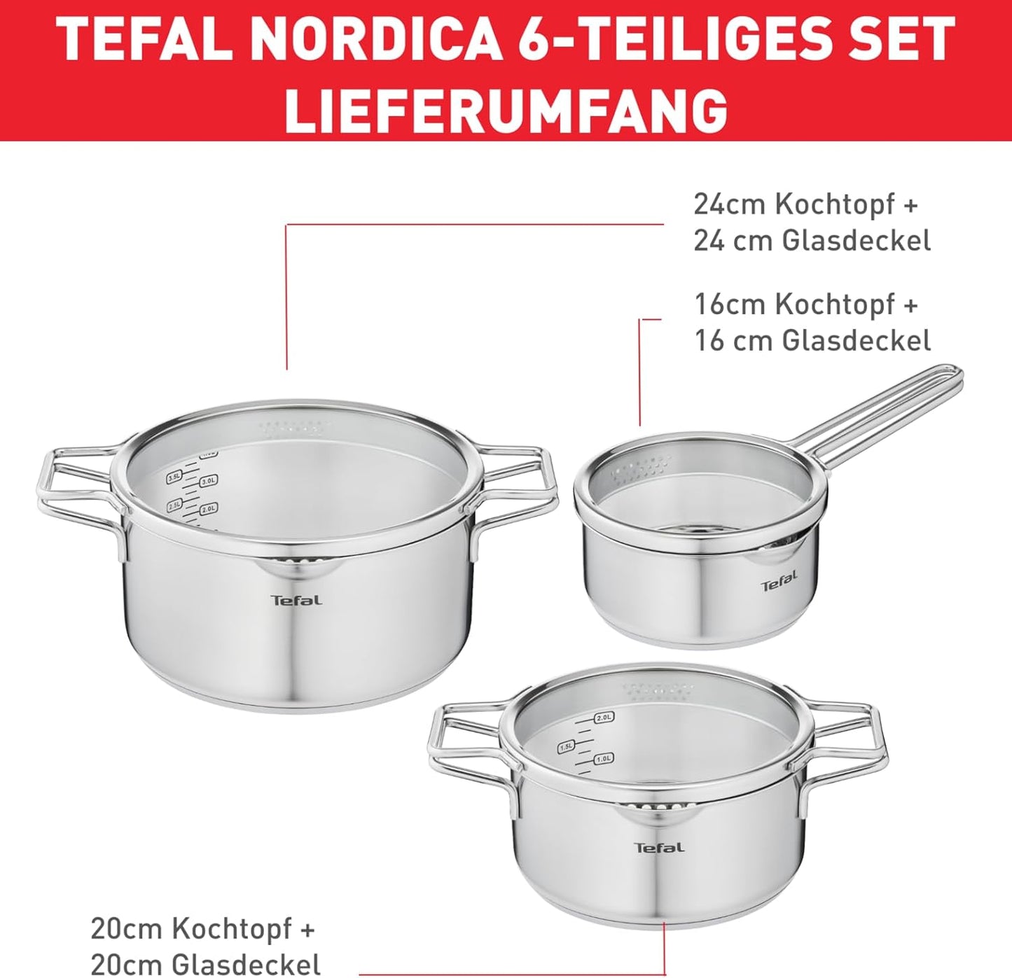 Nordica Kochgeschirr-Set, 6-teiliges