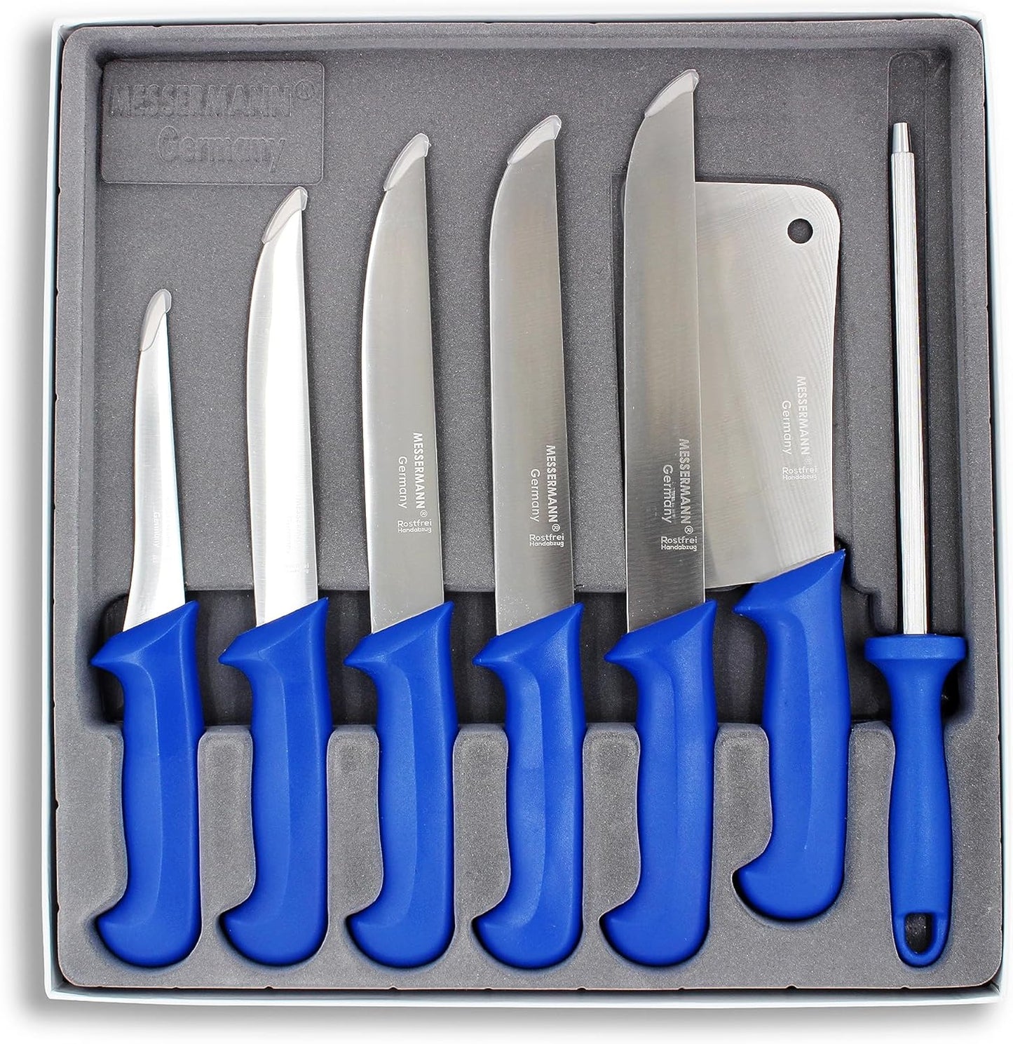 7-teiliges Fleischmesser-Set inkl. Wetzstahl, Blau