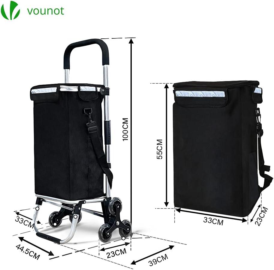 Klappbarer Einkaufstrolley, Schwarz 58L
