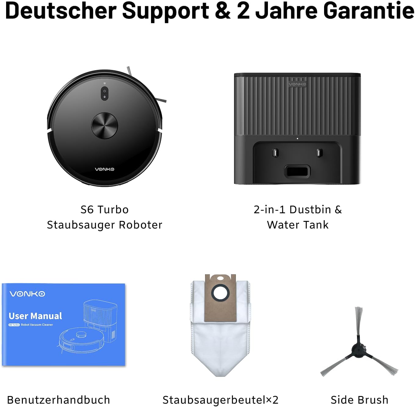 S6 Pro Saugroboter mit Wischfunktion und Absaugstation, Schwarz