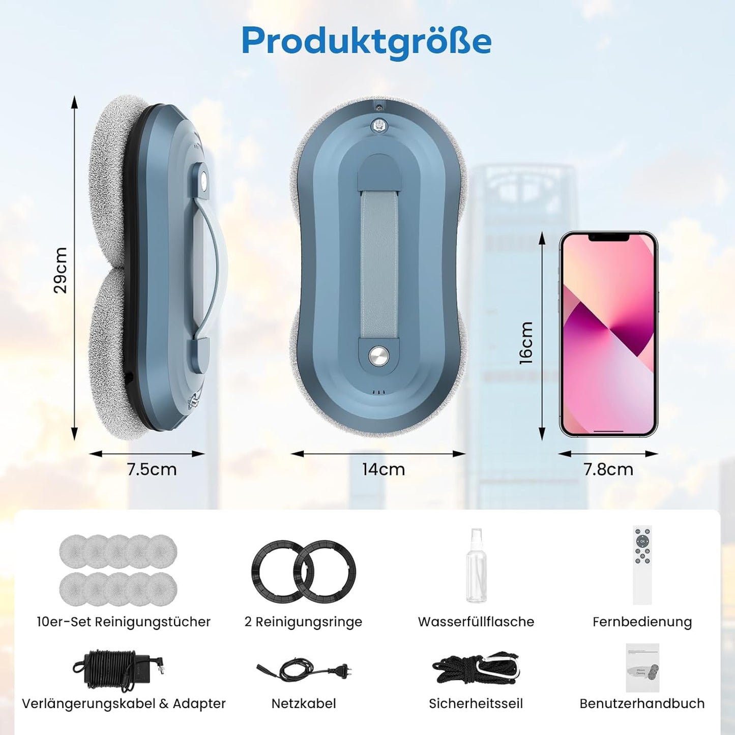 Fensterputzroboter W30D mit Sprühfunktion