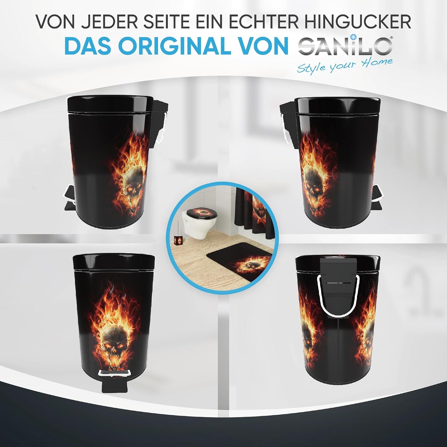 Kosmetikeimer Totenkopf in Flammen, Totenkopf in Flammen