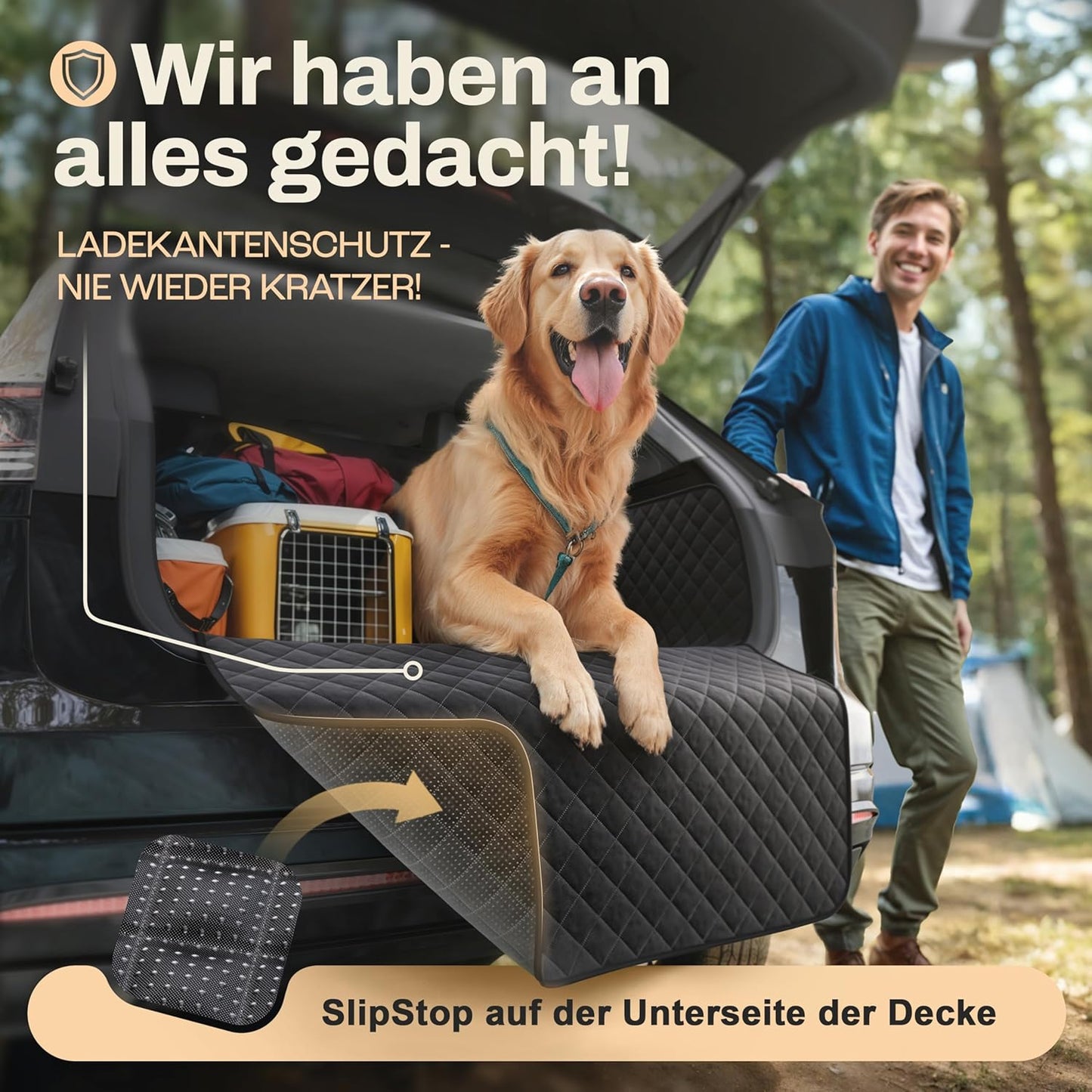 Wasserdichter Kofferraumschutz, Schwarz Premium (Gesteppt)