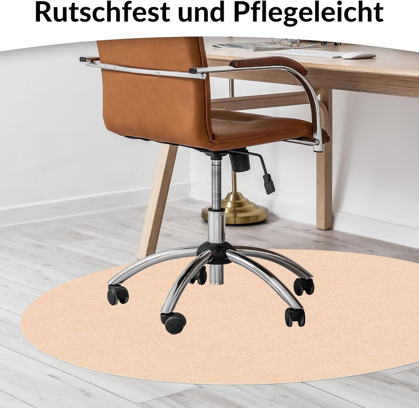 Runde Bodenschutzmatte für Bürostuhl, Rund 150 cm Creme