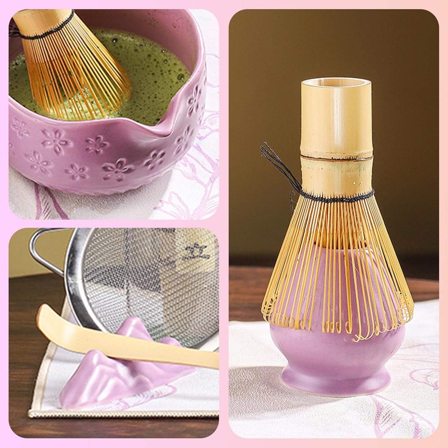 7-teiliges Matcha-Teeset, Rosa