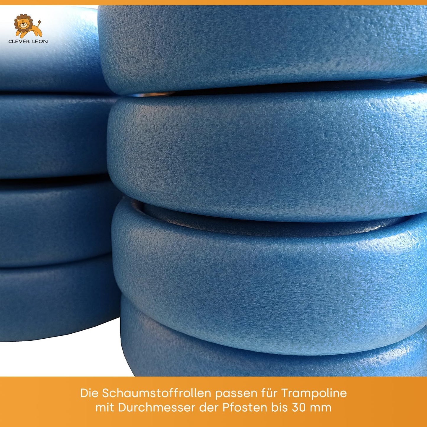 8er-Set Trampolin-Stangenschutz, Blau inkl. Kappen