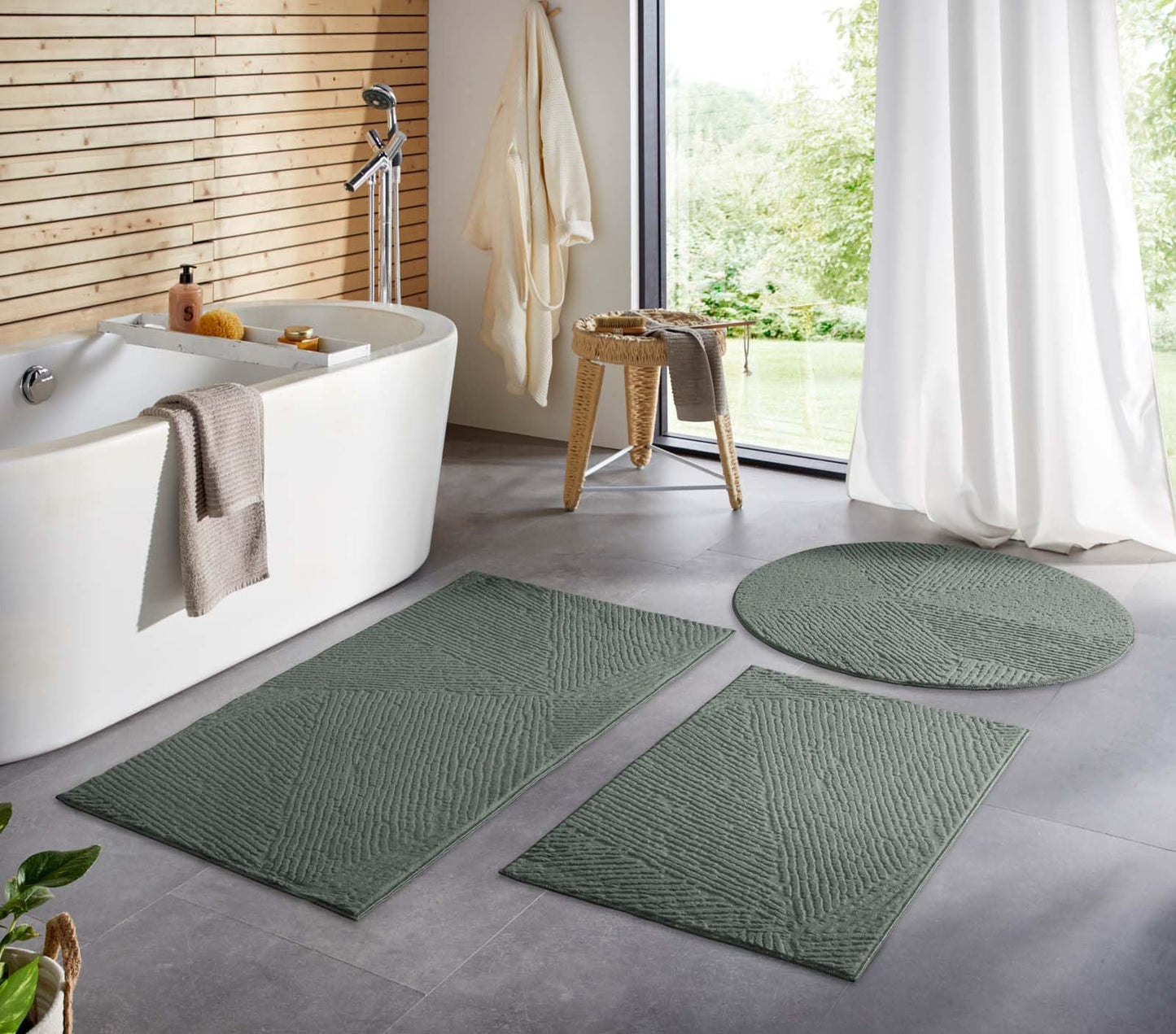 Rutschfeste Badematte, waschbar, Grün Fresco 120 x 170 cm (Rechteckig)