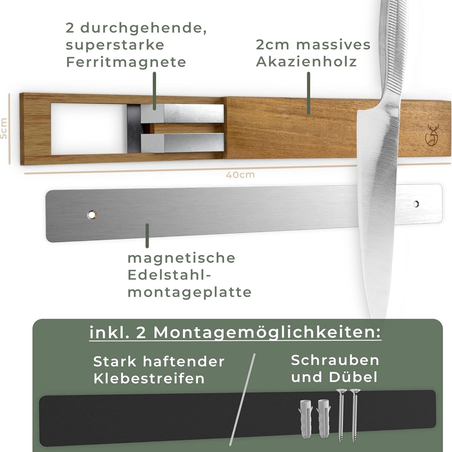 Messerleiste, Messerleiste Akazienholz