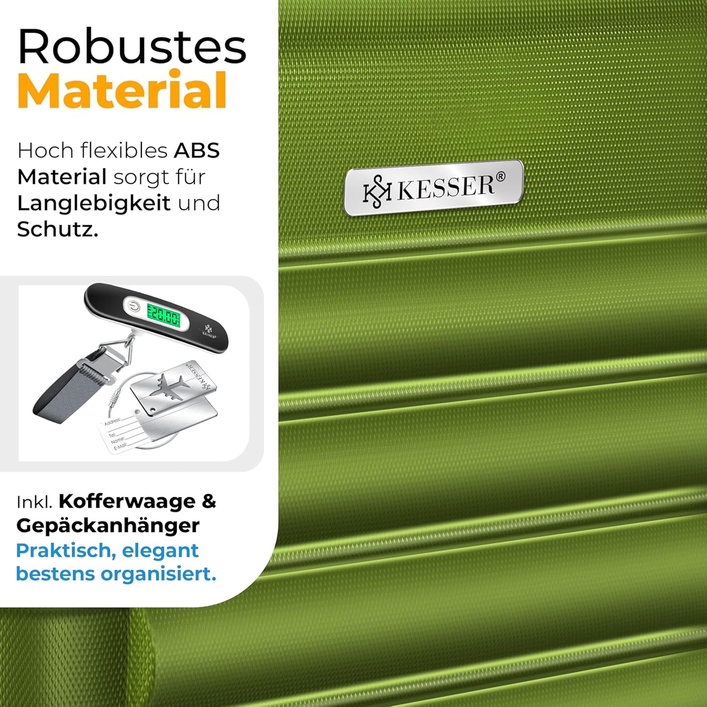 Hartschalenkoffer-Set, Khaki - 3er Set