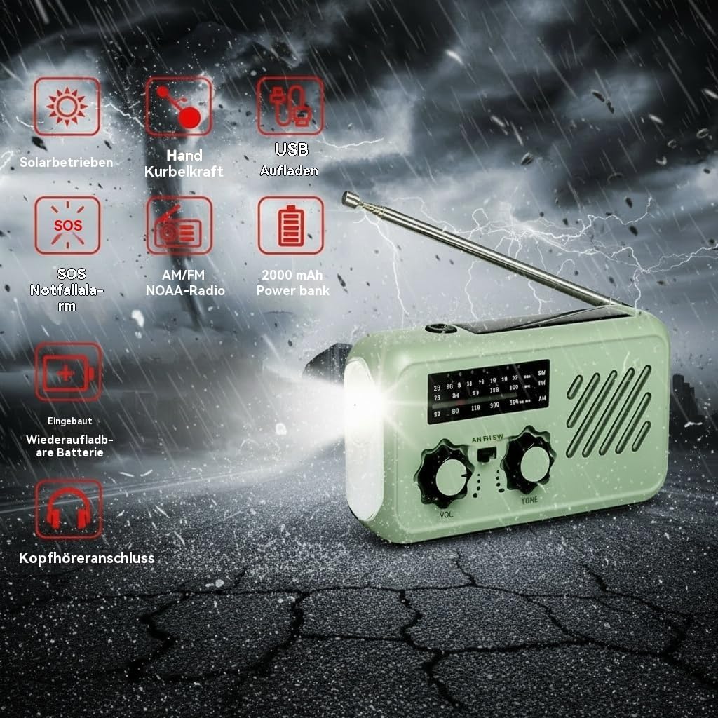 Notfallradio mit Solar- und Kurbel-Ladefunktion