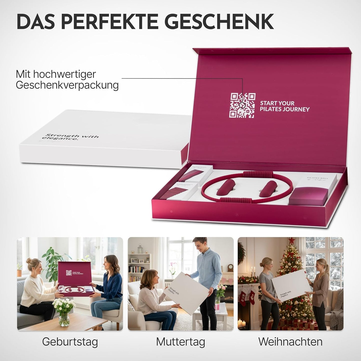 Pilates-Zubehör-Set, Berry Pro mit Matte + SZ Stange
