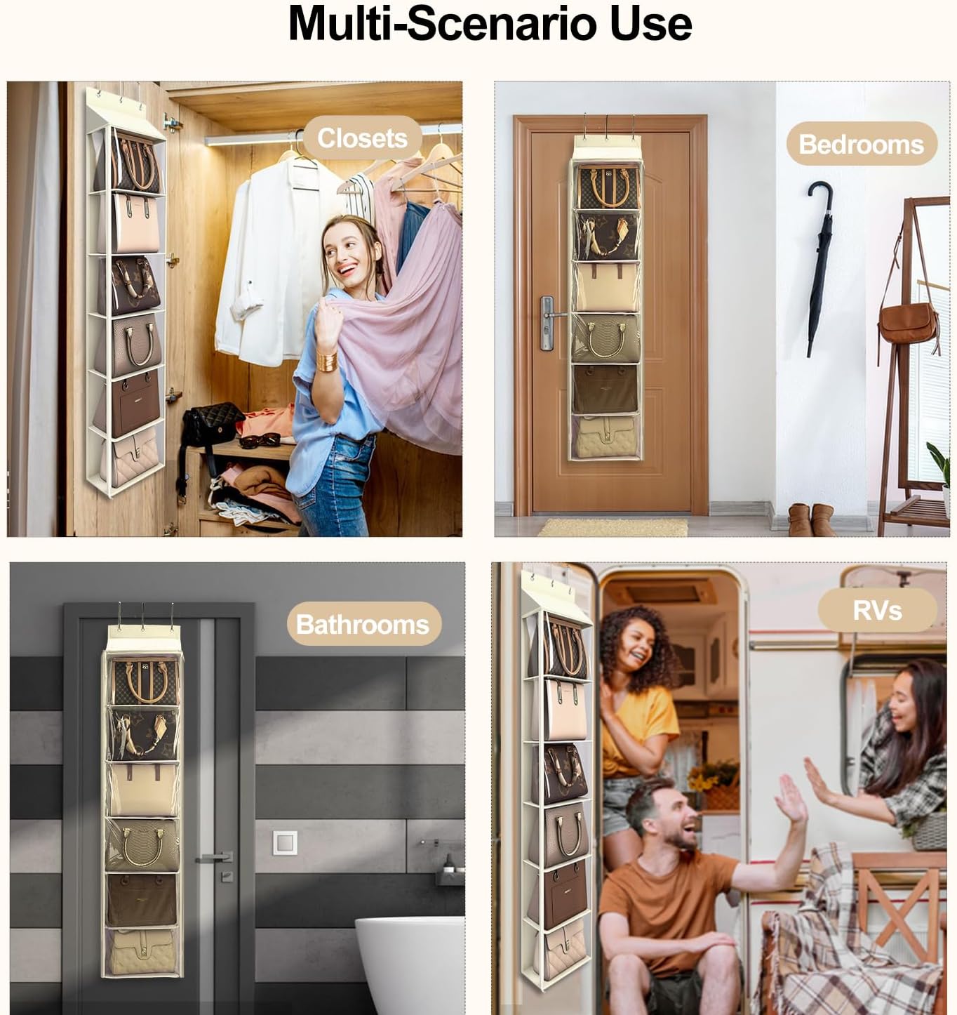 Handtaschen-Organizer für 6 Taschen, Small Cremeweiss