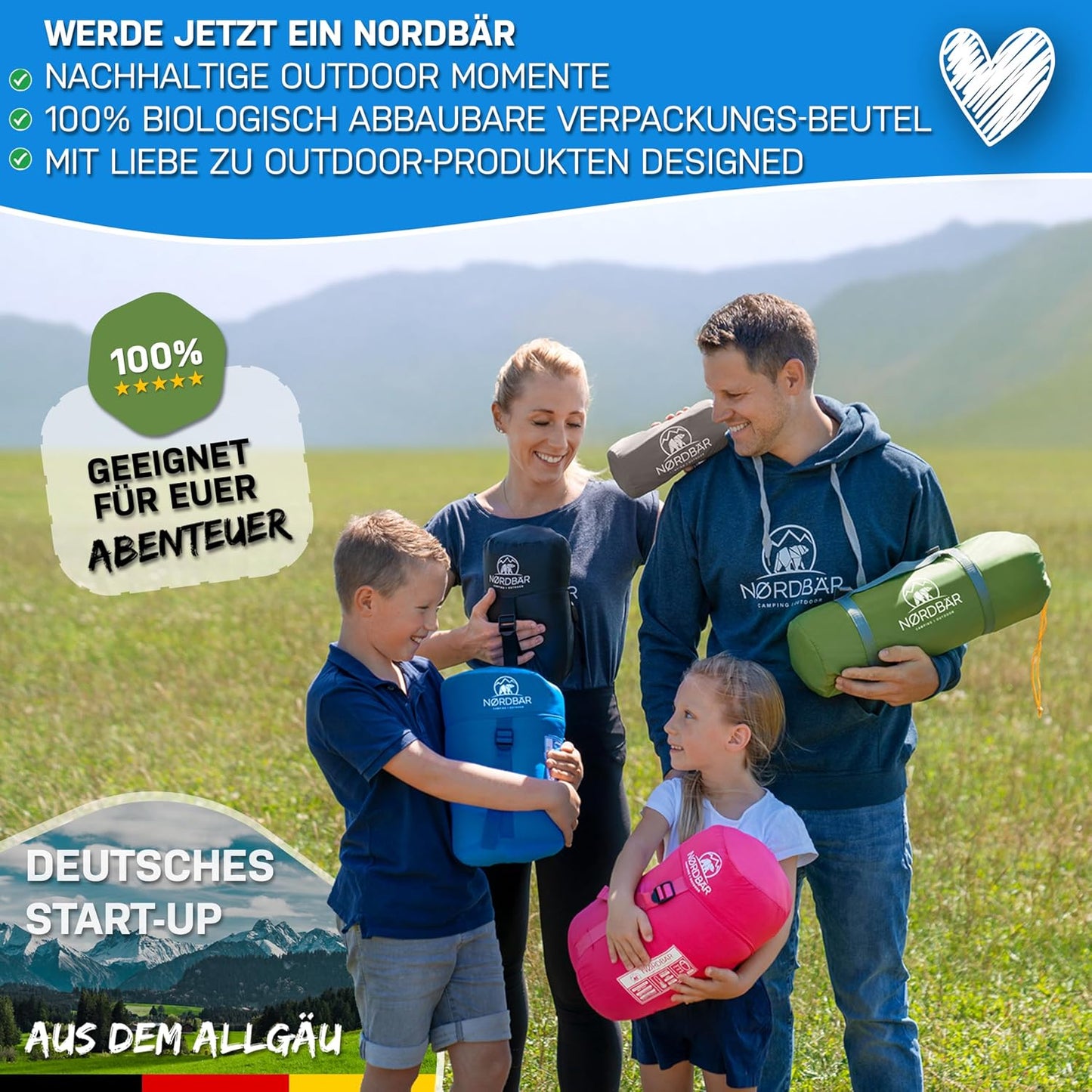 Kinderschlafsack, Blau/Grün