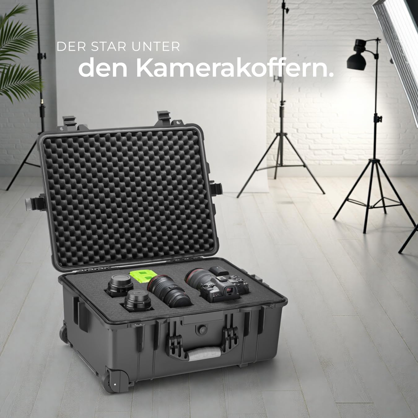 Transportkoffer rollbar mit Teleskopgriff, Kamerakoffer Rollbar | Größe L