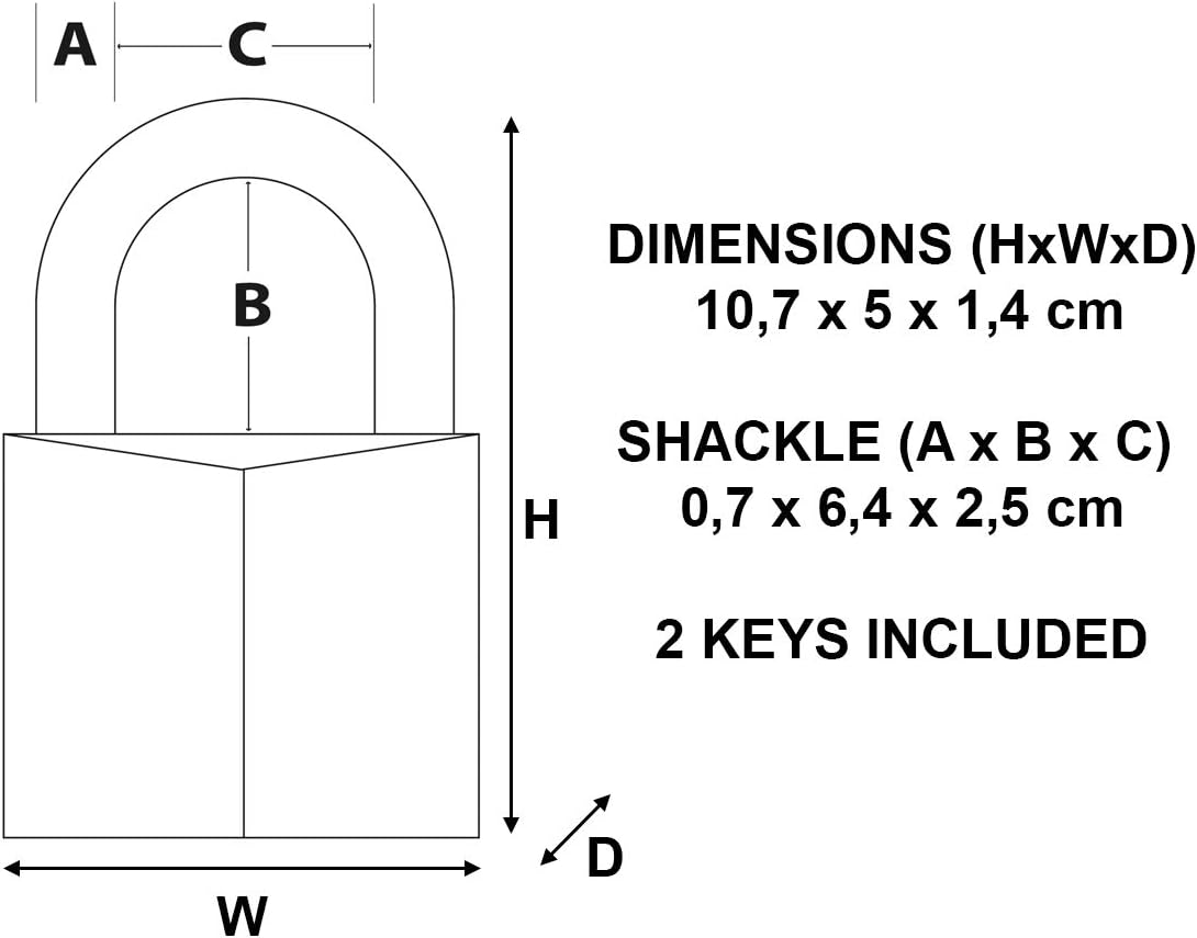 Vorhängeschloss, Bügel 6,4 cm x Körper 5 cm